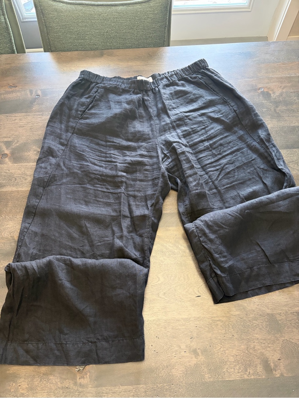 Velvet  Black Linen Relaxed Fit Pants